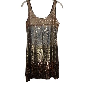 EXPRESS Mini gold Sequin Ombre Lined Dress SZ S/P
